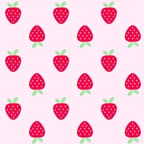 Red Strawberry on Pale Pink