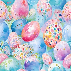 Watercolor Egg Garden - Easter Eggs Watercolor - New