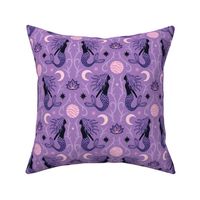 Celestial mermaids in moonlight - purple - small scale