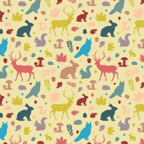 Colorful woodland animals on vanilla | medium