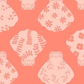 Peach Floral Sea Shells - Jumbo 24x24