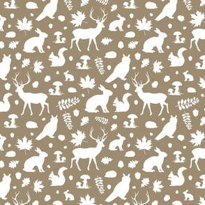 Woodland animals white and mushroom brown | medium