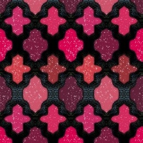 Quatrefoil Black and Pink Sparkle