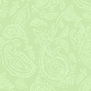 Abstract paisleys in delicate shades of green. 