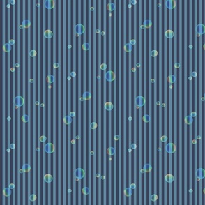 surrealistic soap bubbles striped wallpaper -  dusty blue  - small