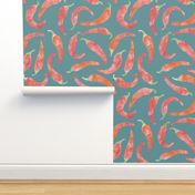 Chili Peppers Large Scale Teal Green
