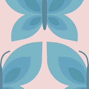 blue  butterflies geometrical happy welcoming walls -  Large