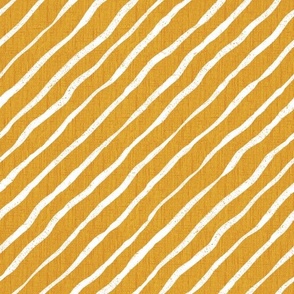 Retro diagonal wavy stripe on a yellow ochre textured  background