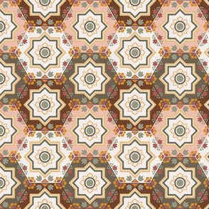 Hexagon Deco Autumnal Garden TIles