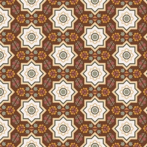 Hexagon Deco Cinnamon Garden TIles