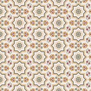 Hexagon Deco Ivory Garden TIles