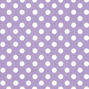 Retro oversized white polka dots on a lilac purple background