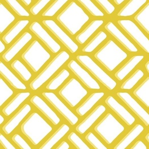 Overzealous Trellis | Yellow Vintage Chippendale Fretwork Inspired Geometric Lattice in a Grandmillenial Style