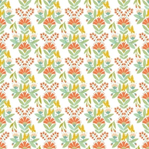 Swedish folk flowers orange/mint (SMALL)