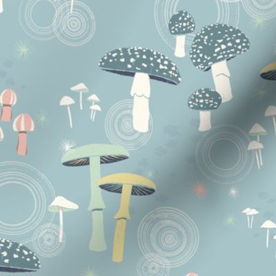 Forest Floor Mushrooms, Blue
