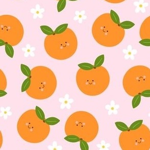 Little Cuties Clementines on Pastel Pink and Orange