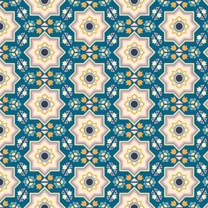 Hexagon Deco Peacock Garden TIles