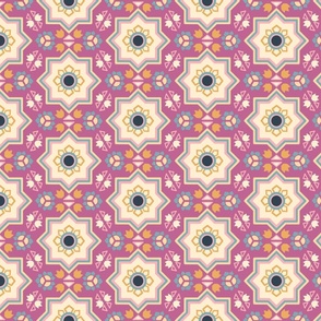 Hexagon Deco Peony Garden TIles