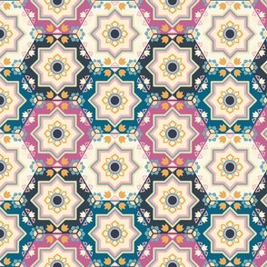 Hexagon Deco Winter Garden TIles