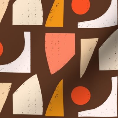 70s Mod Abstract Brown - Mid Century Shapes