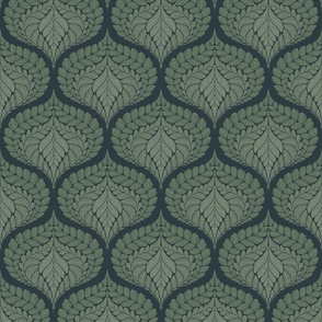 forest fern damask in tonal dark green medium scale 6 by Pippa Shaw