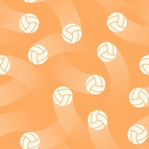 (L) Volleyball balls on orange background
