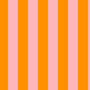 2 Inch Awning Stripe in Peachy Pink and Orange Yellow