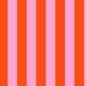 2 Inch Awning Stripe in Pink and Orange Red