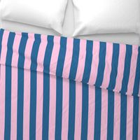 2 Inch Modern Awning Stripe in Dark Denim and Pink