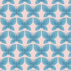 blue  butterflies geometrical happy welcoming walls - small