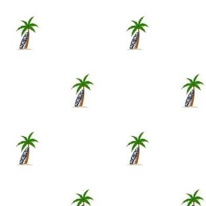 PALM TREE WITH BLUE SURFBOARD SEAMLESS PATTERN