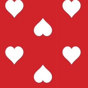 Large White Hearts on Red - Valentines - Retro Hearts