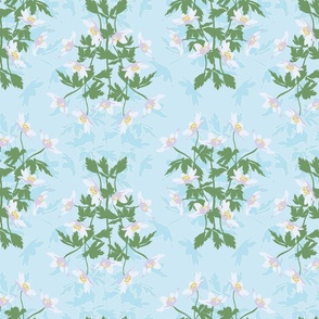 Dancing Wood Anemones in Pale Blue - Original scale - Bluebell Woods Collection