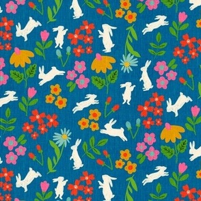 Ditsy hopping desert bunnies with wildflowers