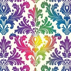 Colorful rainbow damask