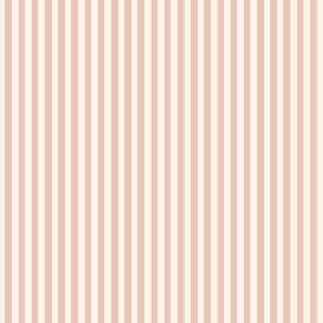 Vertical Ticking Stripe in Soft Light Pink and Ivory.