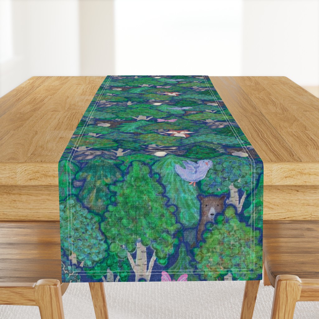 Forest Friends - cute woodland animals among birch and pine