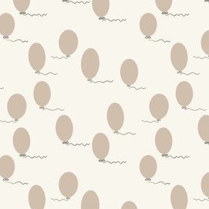 Beige Balloons with Strings on an Ivory Background.