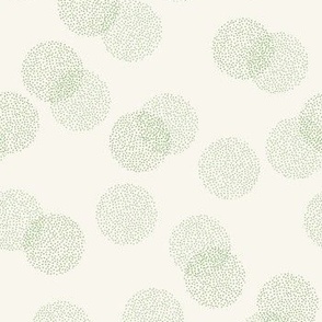 Polka Dot Circles in Greens on an Ivory Background.