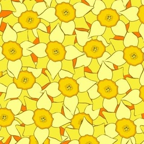 Spring Daffodils, Colorful sunny design, Fabric, Wallpaper and Home Decor