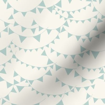 Circus Party Bunting Flags in Baby Blue and Ivory.
