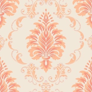 Elegant Apricot Damask Pattern on a Soft Cream Background