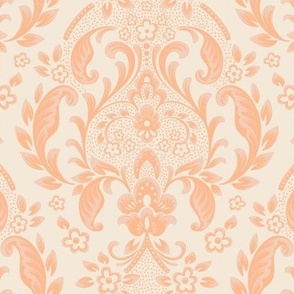 Soft Peach Damask Pattern with Delicate Floral Details