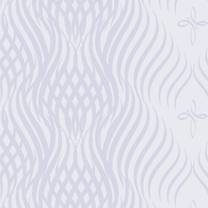 Serenity Strands - stripes, composed of intertwining S-shaped waves purple / Lilac on pastel lavender - large scale