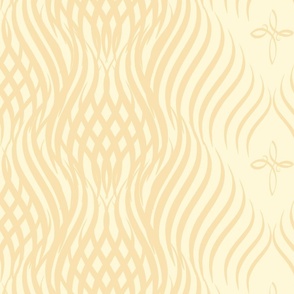 Serenity Strands - stripes, composed of intertwining S-shaped waves sunny yellow on pastel yellow - large scale