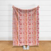 Serenity Strands - stripes, composed of intertwining S-shaped waves  pastel pink on coral / salmon / pink - medium scale