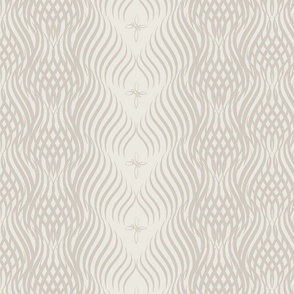 Serenity Strands - stripes, composed of intertwining S-shaped waves neutral agreeable grey on Alabaster - medium scale