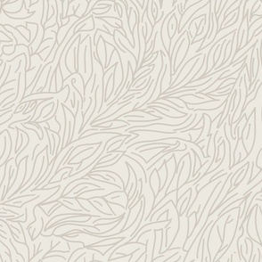 abtract leaves, multiderectional line art beige / agreeable grey on neutral alabaster