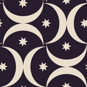 Moons and stars - navy background