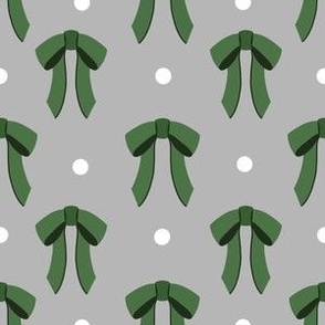 Beautiful Bows Polka Dot, Green on Grey